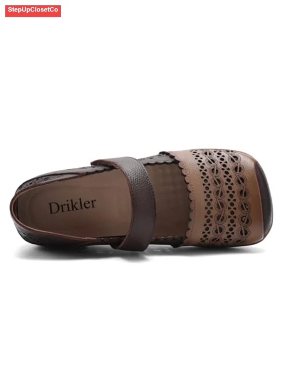 Cut Out Leather Mary Jane Flats Breathable Slip-On Walking Loafers